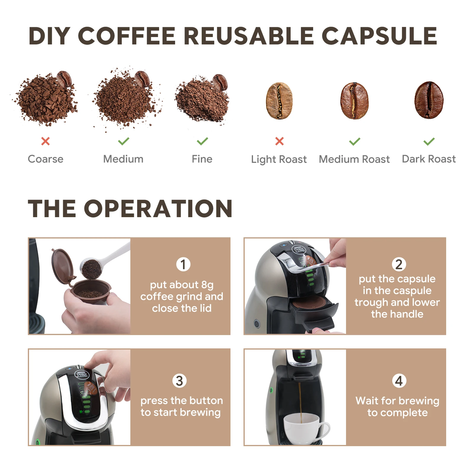 1-10PCS Wiederverwendbare Kaffee Kapsel für Dolce Gusto Maschine Nachfüllbare Kaffee Kapsel Filter Tasse Kit Spender Kaffee Pod – Detail 6