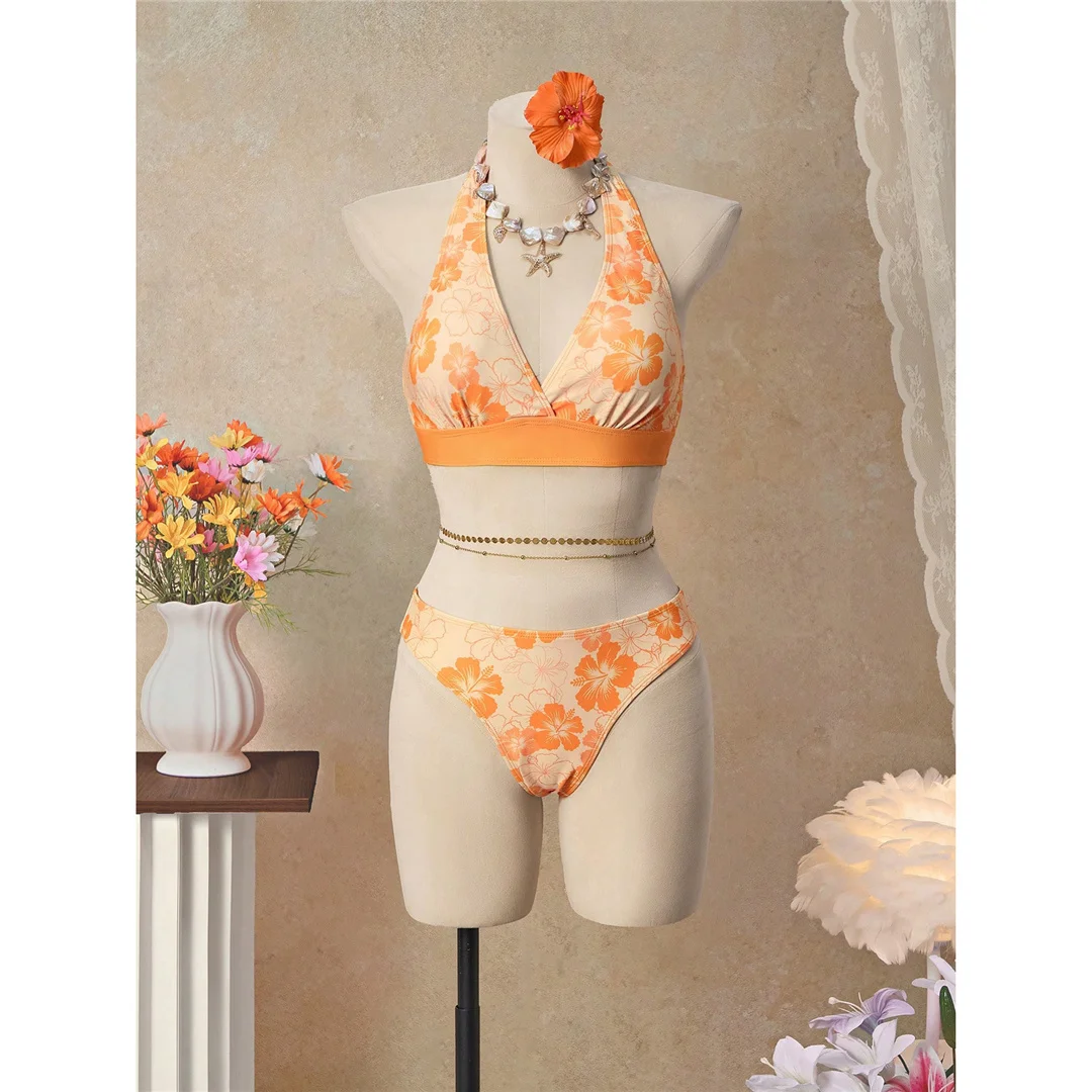 S - XL Mit Rock, Polka-Dot-Blumen-Bikini, Damen-Badebekleidung, dreiteiliges Bikini-Set, Badeanzug, Badebekleidung, Schwimmbekleidung V8518 – Detail 25