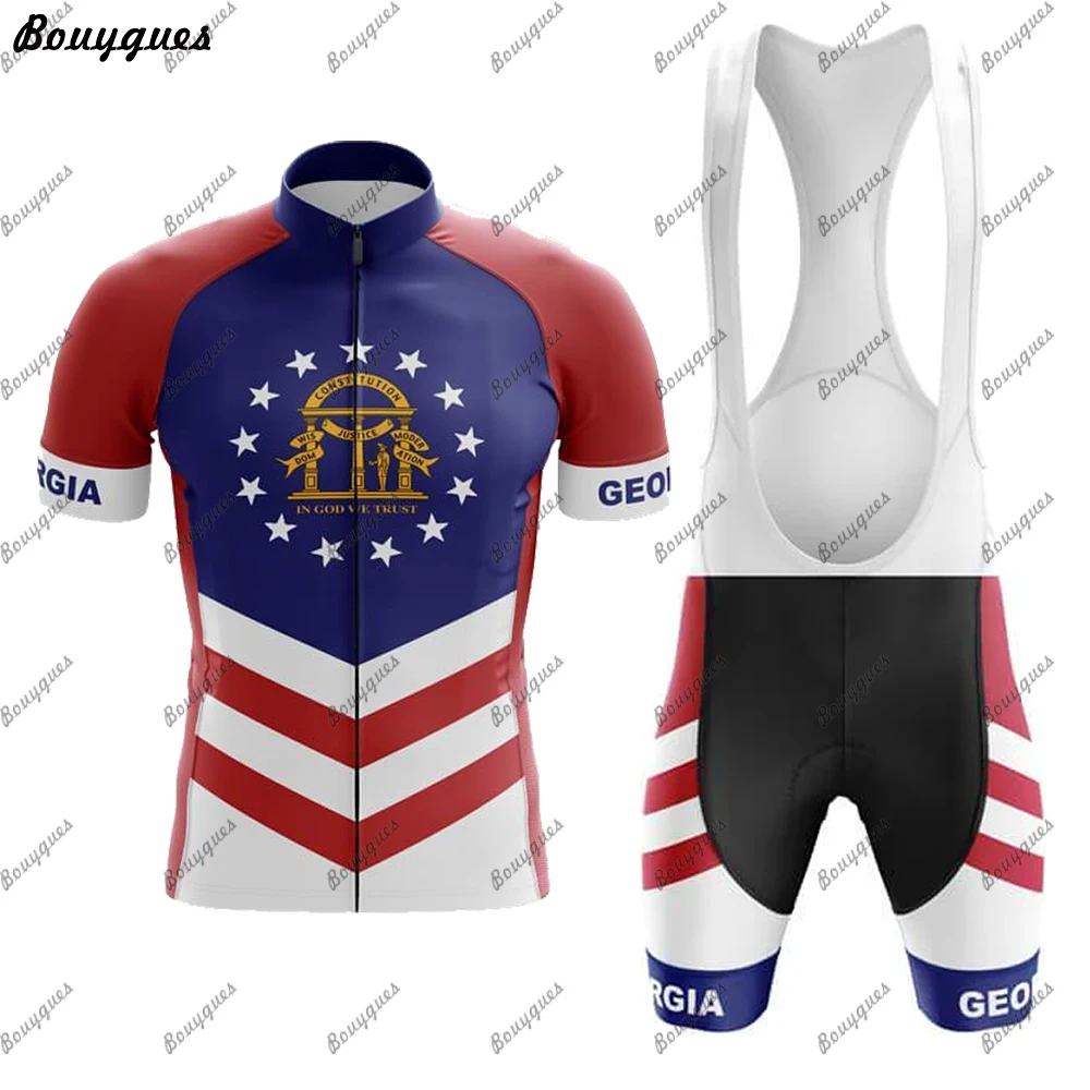 2023 GEORGIA  Men Cycling Jersey Set Summer Cycling Clothing MTB Bike Clothes Uniform Maillot Ropa Ciclismo Cycling Bicycle Suit