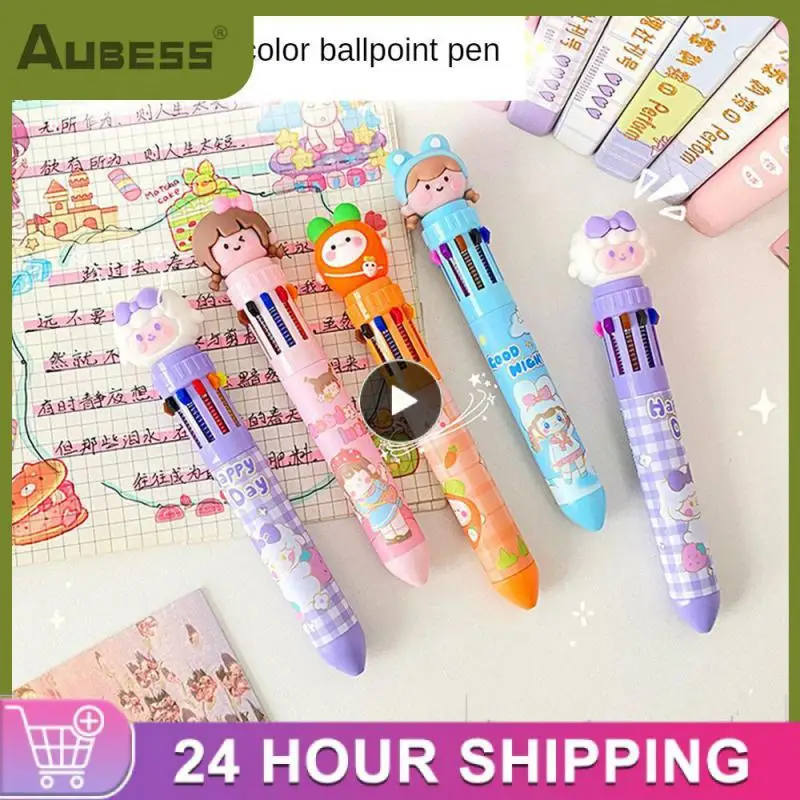 Cute Girl Stationery Energetic Easy To Use Lovely Polychromatic Ten Color Ballpoint Pen Gift Gifts For Students Portable Useful