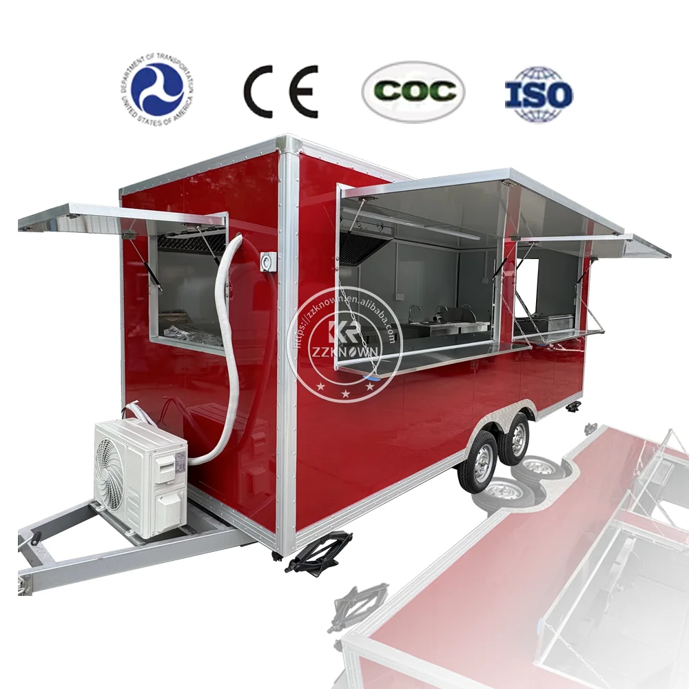 OEM Commercial Mobile Food Truck for Sale Stainless Steel Hot Dog Food Carts Street Dicing Van with Fast Food Snacks