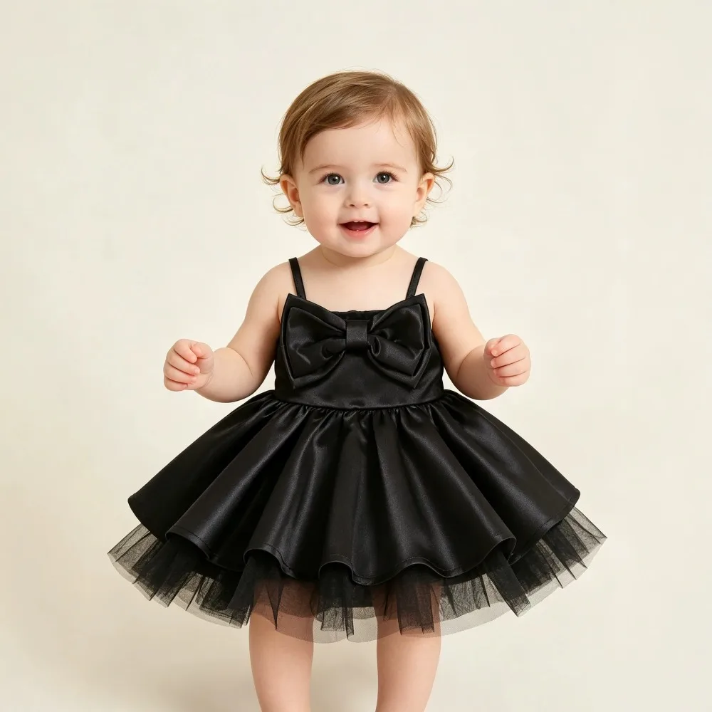 Solid Color Spaghetti Strap Princess Dress For Infant Baby Girls, Tulle Tutu Skirt 100 Days 1st Birthday Party Formal Gown