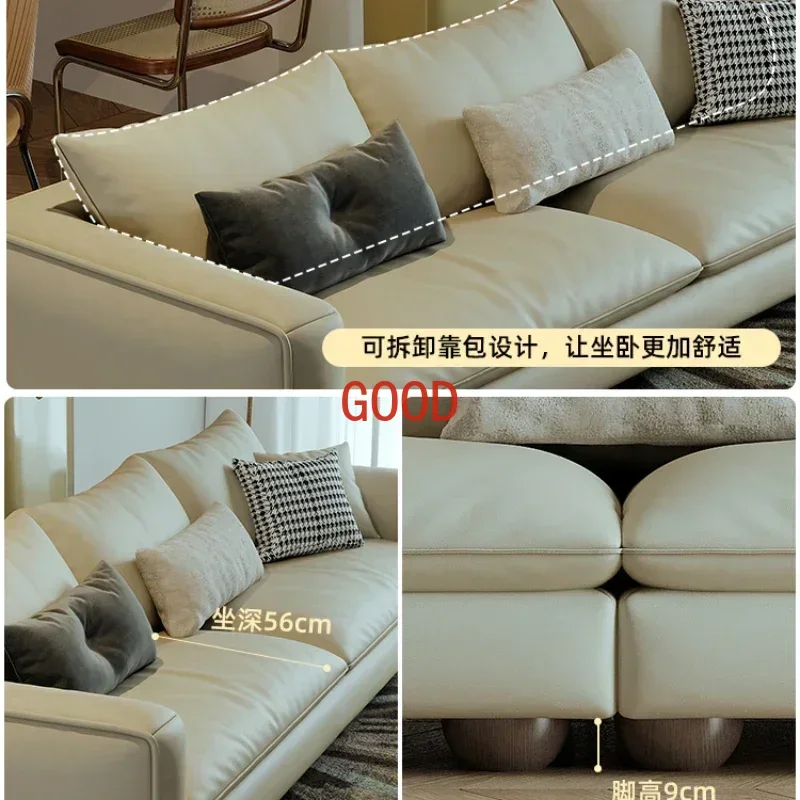 

Sofa Living Room First Layer Cowhide Straight Row Brown Retro Affordable Luxury Household Small Apartment