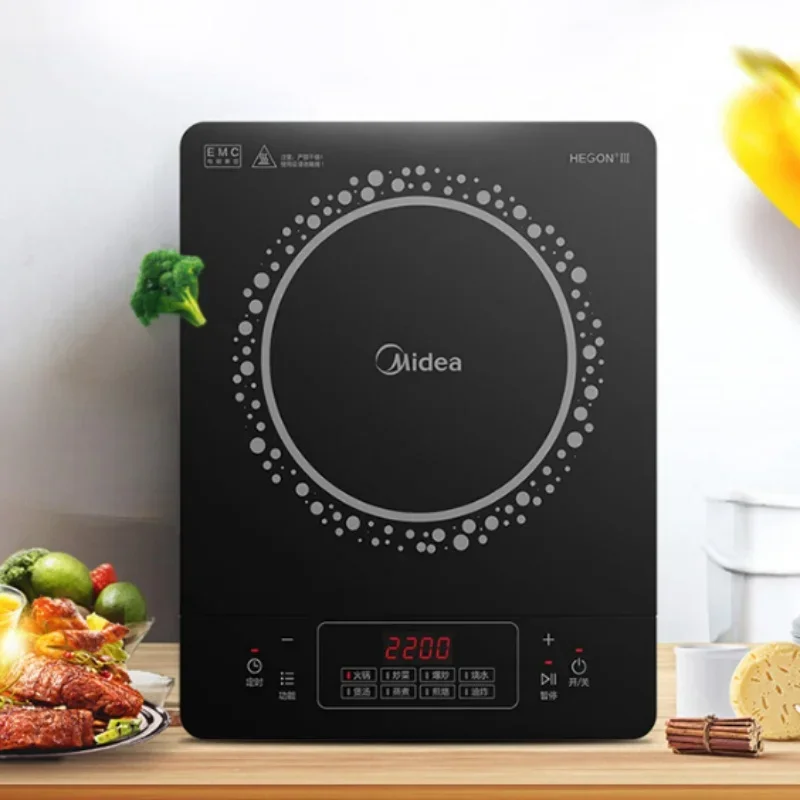 Midea 강력한 내구성 인덕션 쿠커, 터치 컨트롤, 2200W 8 화력 레벨 및 타이머 기능, 핫팟 220V 