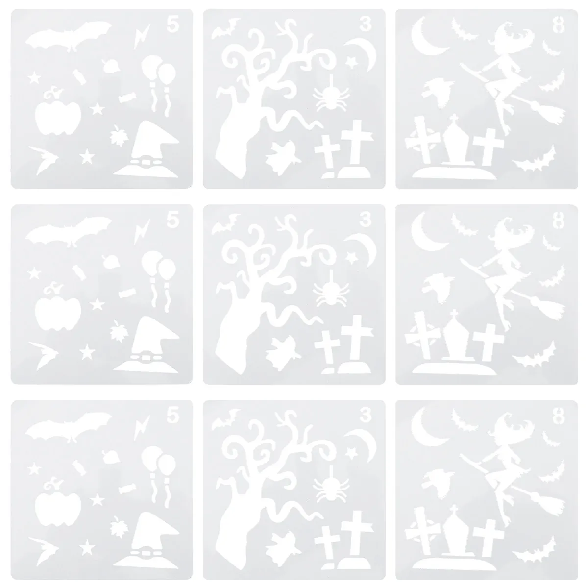 

9pcs Halloween Drawing Template Reusable Painting Pumpkin Stencil Face Stencils Temporary Body Art Tattoos Sticker