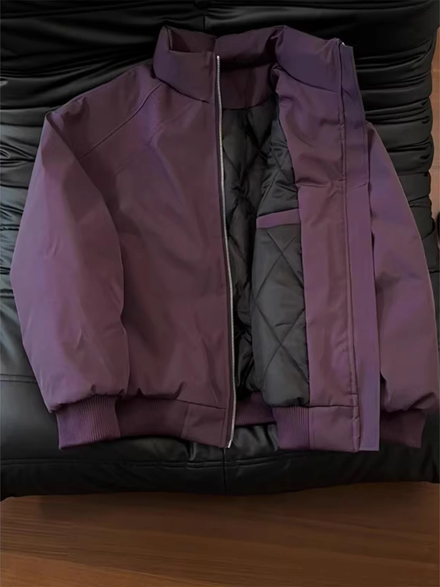 

Фиолетовый американский бомбер Jaet с деконструированным воротником-стойкой, мужское зимнее высококачественное тепе хлопковое пальто, верхняя одежда