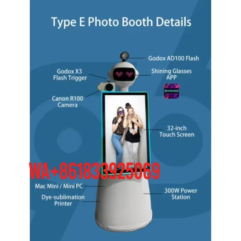Automatic Rotating Photo Booth Robot Wireless Roamer Selfie Machine Smart Tracking Ring Light Portable Photobooth Customized