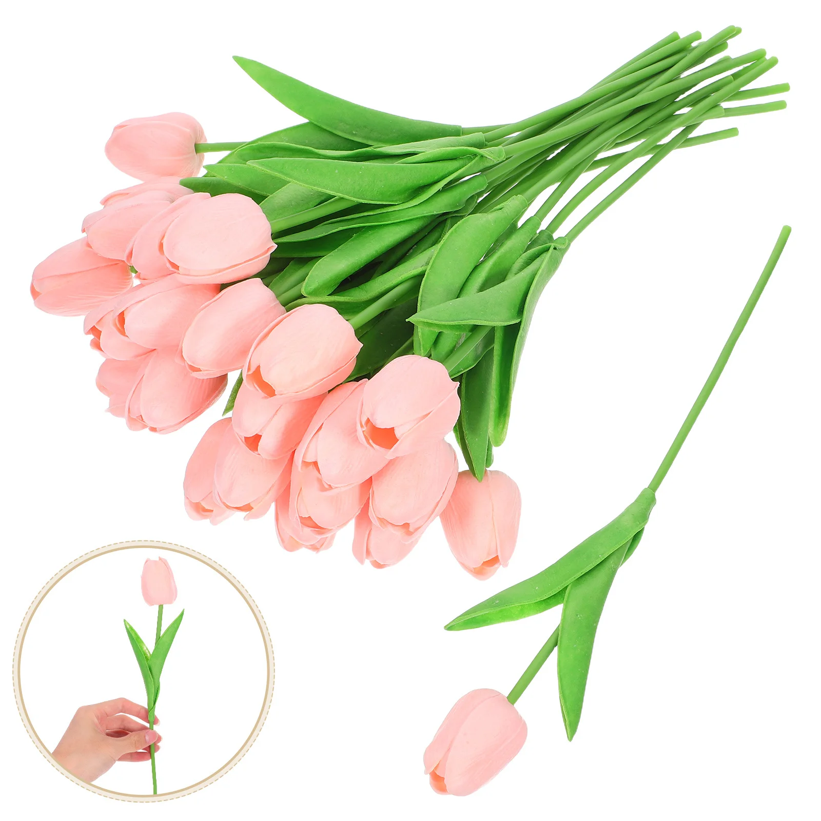 

24Pcs Pink Artificial Tulips Realistic Faux Flowers for Wedding Birthday Party Kitchen Home Decor Artificial Tulips Bulk
