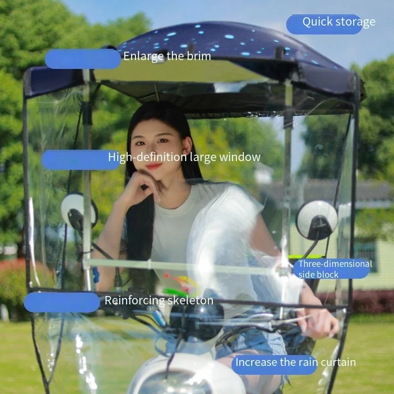 

Telescopic electric vehicle canopy rain-proof wind-proof sunshade battery tricycle detachable canopy wind shield