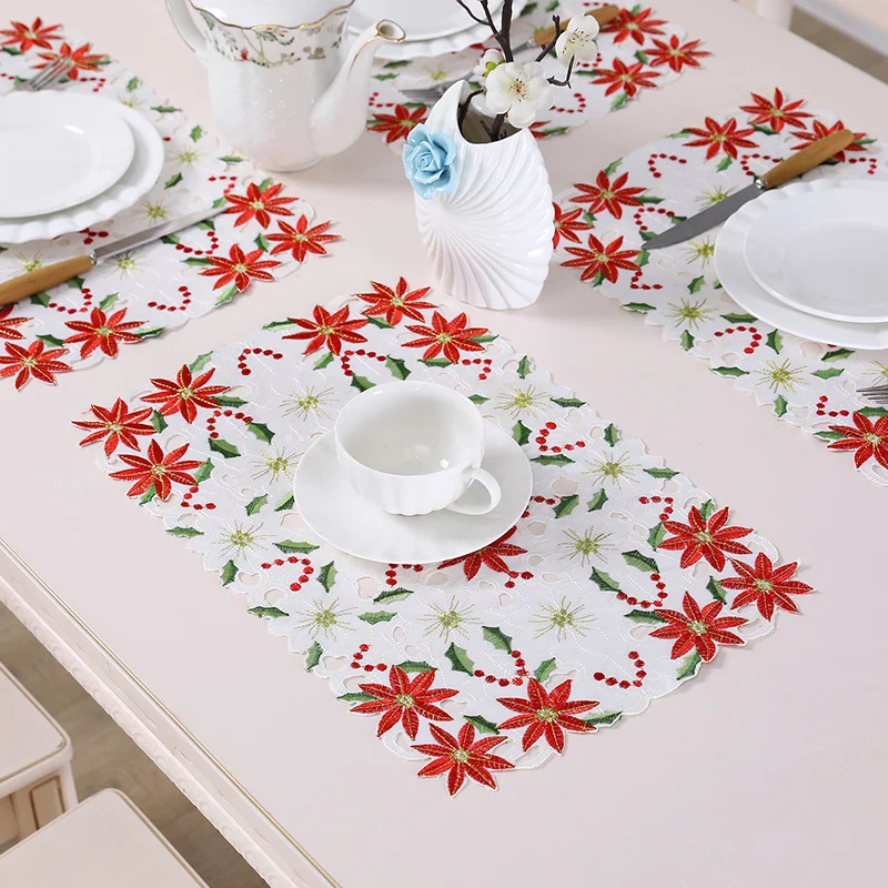 28x43CM 6/4/2/1PCS New Printed Tablecloths Party Picnic Tablecloth Table Decoration Supplie Christmas Embroidered Runners Linens