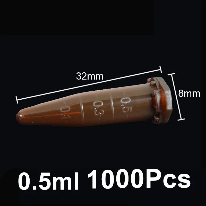 Mikrotuben-Zentrifugenröhrchen, 0,5 ml, Labor, buntes EP-Zentrifugenröhrchen, untere Spitze, Schnappverschluss, klare Skala, 1000 Stück – Detail 4