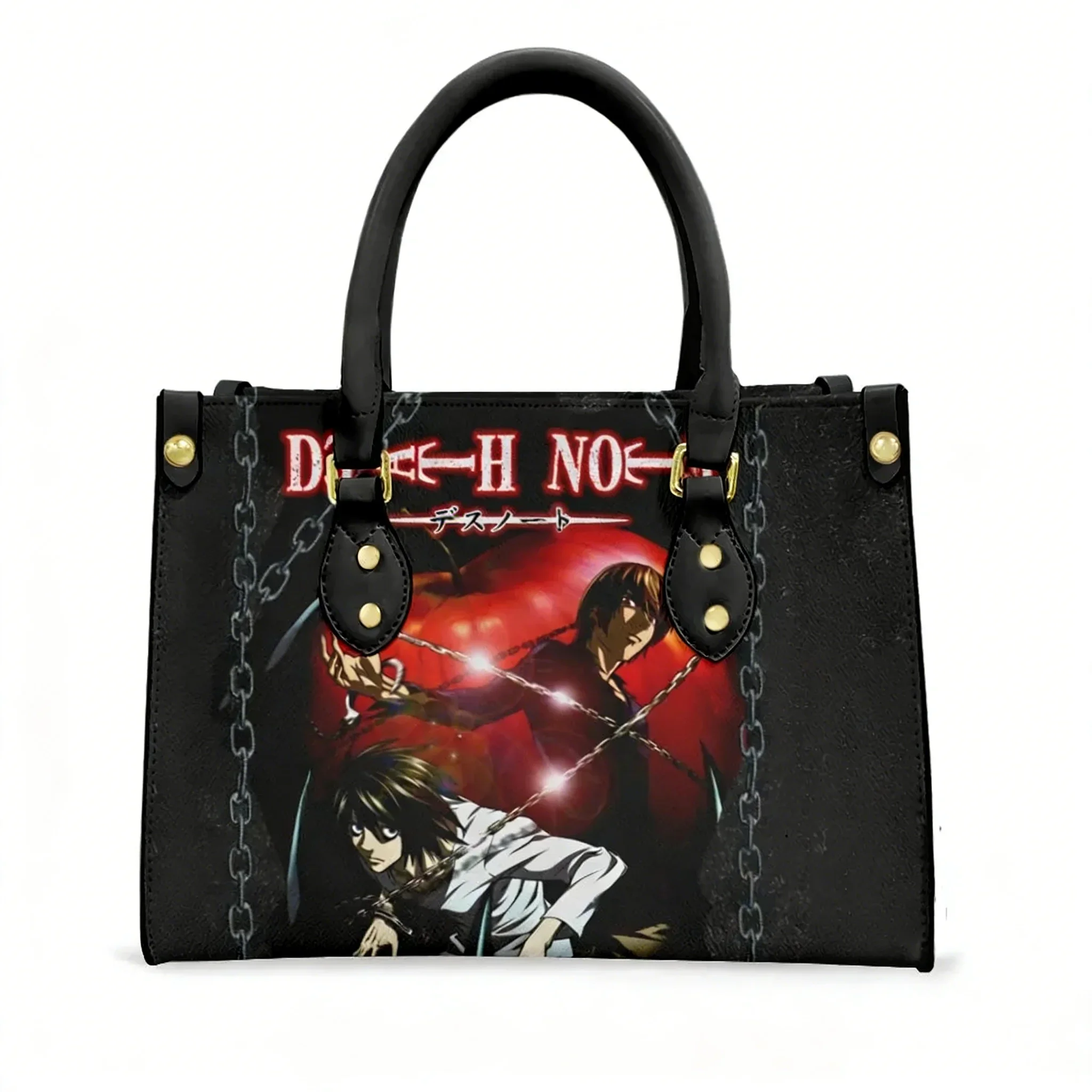 

Japan Anime DEATH NOTE Tote Bag Purse Womens Mens Personalized Text Image PU Leather Handbag Business Shopping Gift Bags