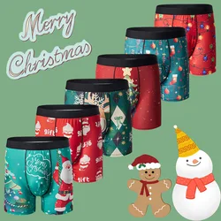 New Christmas men's underwear printed with European and American breathable atmosphere Christmas boxer shorts long legs men