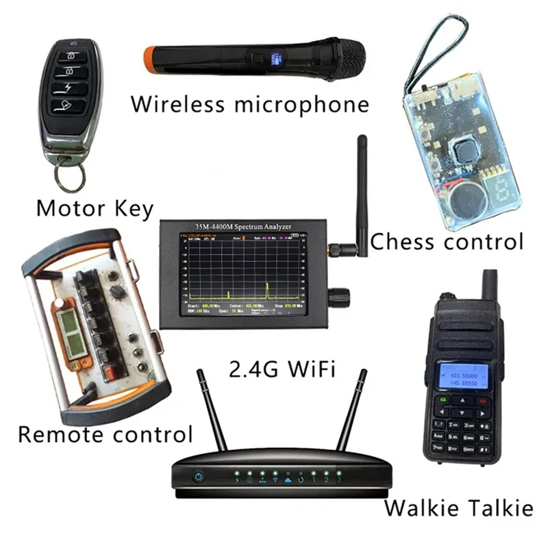 4.3Inch TFT Color LCD Screen Handheld Portable Spectrum Analyzer 35M-4400Mhz Spectrum Analyzer