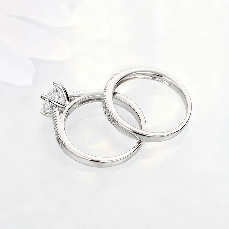 Design Sense, Personality, Eternal Temperament for Marriage, New 2-piece Wedding Ring Set, Proposal Inlaid with Zircon Jewelry
