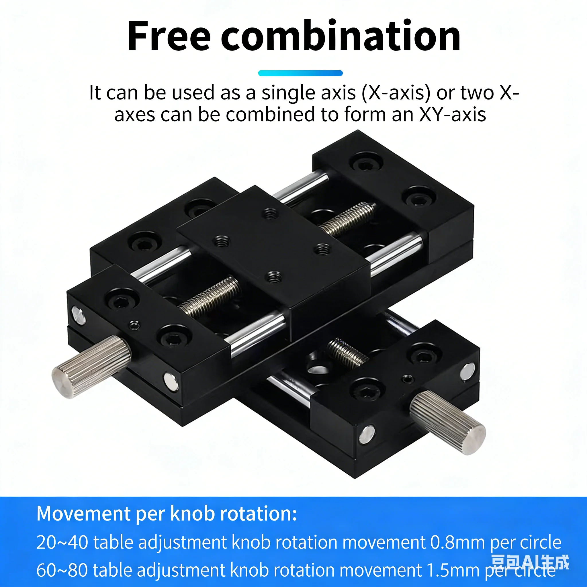 High Precision Manual Slide Table - 1D/2D X-Axis Linear Screw Displacement Stage for Experiments
