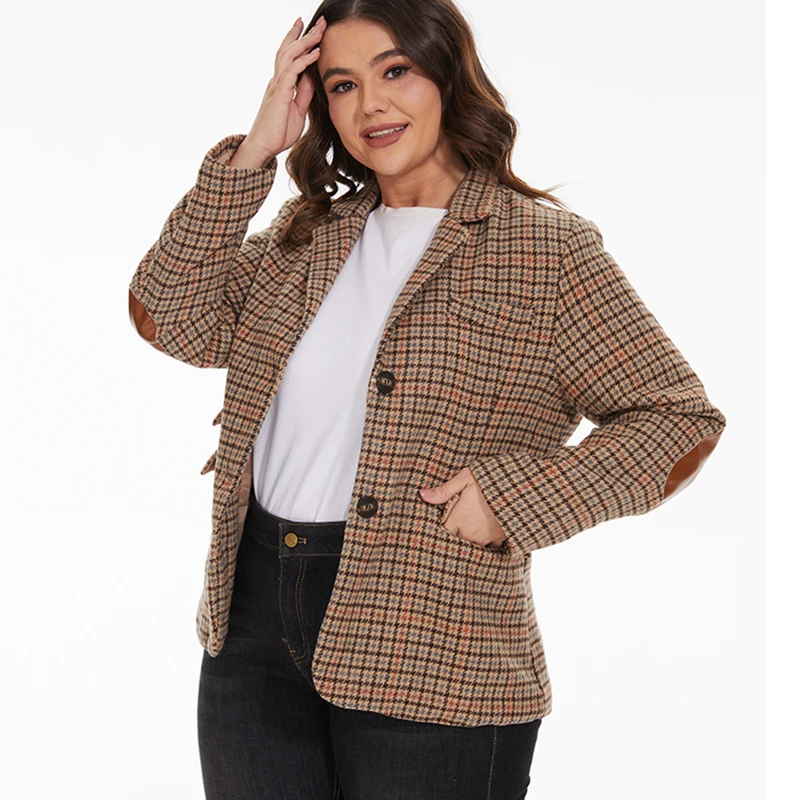 Vangull British Style Slim Women Plaid blazer Patch gomito Patchwork femminile Classic Suit Coat Ladies monopetto Outwear