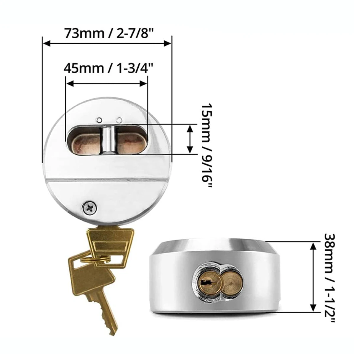 Hidden Detachable Padlock, Heavy-Duty Solid Steel Chrome Plated Trailer Door Lock