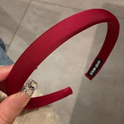 Korean Retro Red Headbands Women Girl Solid Color Simple Hairbands Elastic Hair Hoop Ornament Fashion Hair Accessories