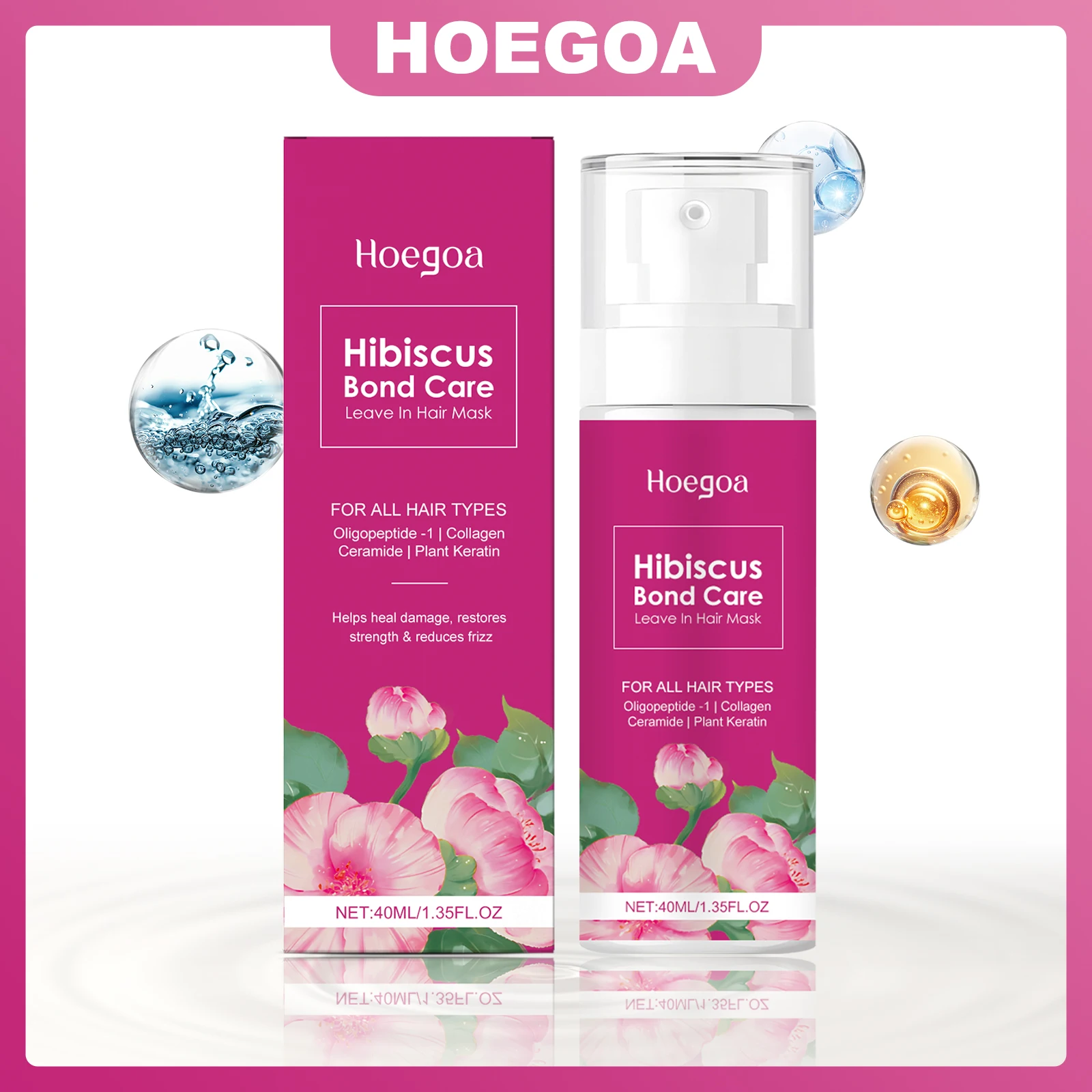 

HOEGOA 40 мл Питательная маска для волос без полотнян, уменьшает вьющиеся волосы, повышает сияние, восстанавливает поврежденные волосы, смягчает волосы и приготовление, легко управлять