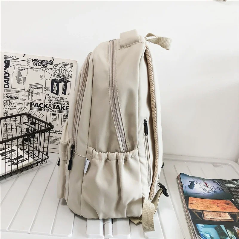 Mochila Laptop Multi-Bolso para Mulheres e Homens, Mochila Escolar Casual, Cor Sólida, Mochila Escolar Adolescente para Meninas