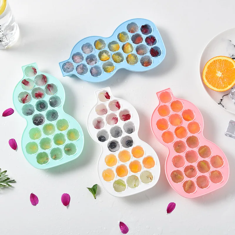 21 Cavity Rose Silicone Ice Cube Household Gourd Ice Storage Box With Lid DIY PP Ice Tray Gifts Kitchen Cake Tools Accessories