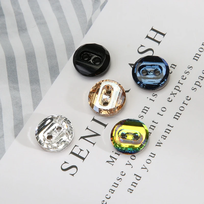 10 Stück Kristall-Diamant-Glasknöpfe für Damen, Kleidung, Hemden, Dekoration, zwei Löcher, Kleiderknöpfe, 10 mm – Detail 11