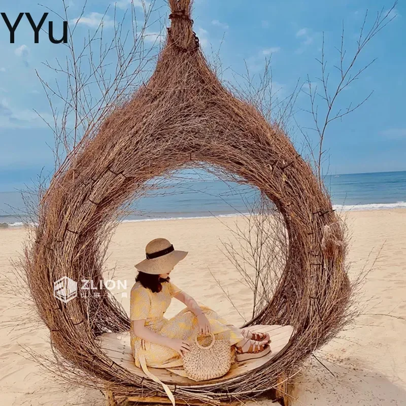 for Courtyard Internet Celebrities Bird Nest Southeast Asia Scenic Shooting Props Outdoor Creative Swing Rattan Hanging
