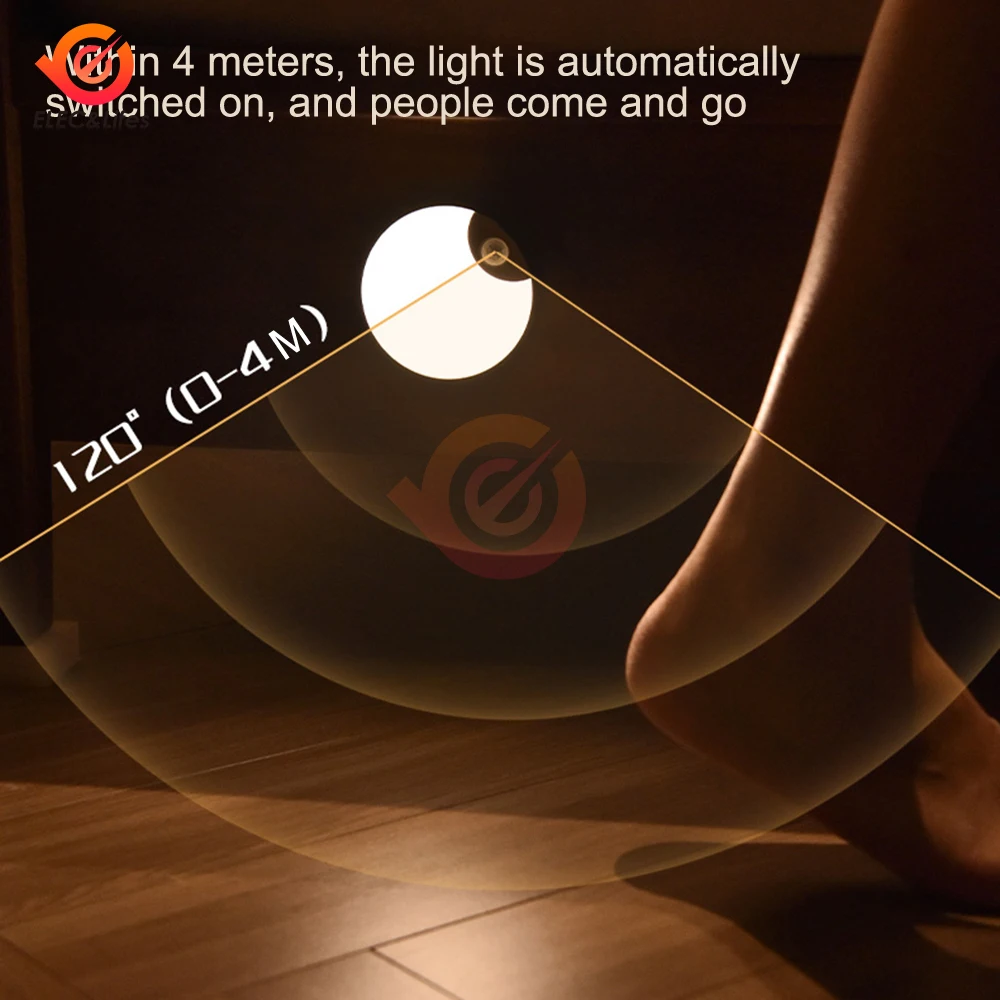 Led inteligente sensor de corpo humano lâmpada noturna iluminação automática de emergência carregamento usb sem fio sucção magnética uso luz noturna