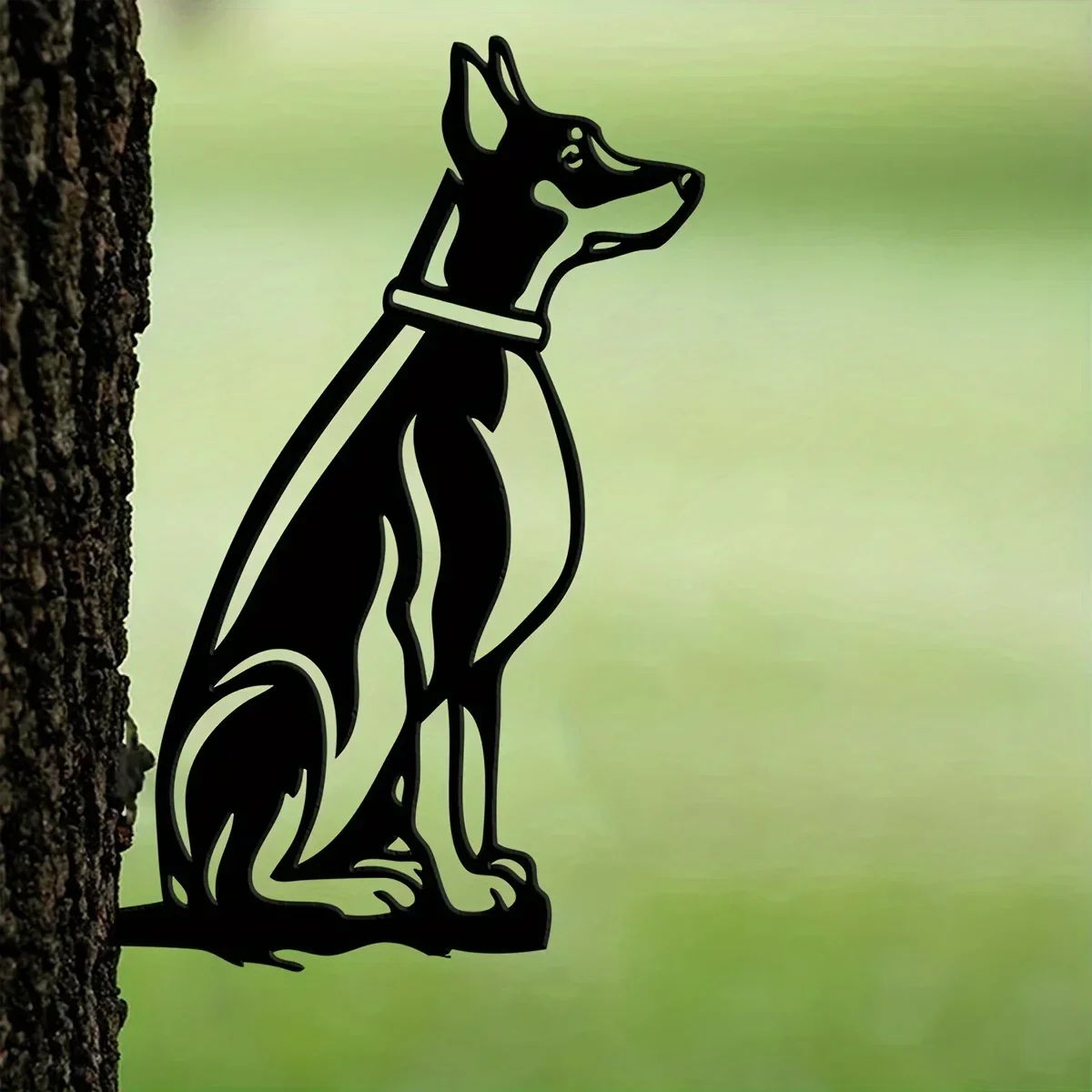 

Hello Young Metal Doberman Silhouette Puppy Dog Sign Cutout Rustic Outdoor decoration Home Garden Decor Housewarming Gift Dog