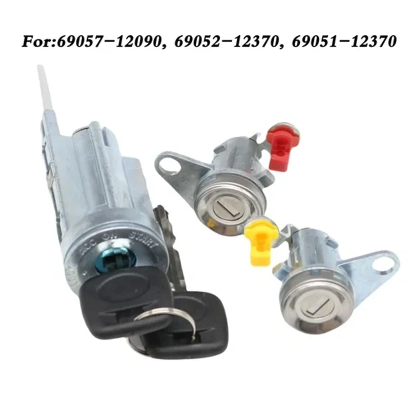 Car Truck Ignition Switch & Door Lock Cylinder with Keys Set 69057-12090 69052-12370 69051-12370 for 1993-1997 Toyota Corolla