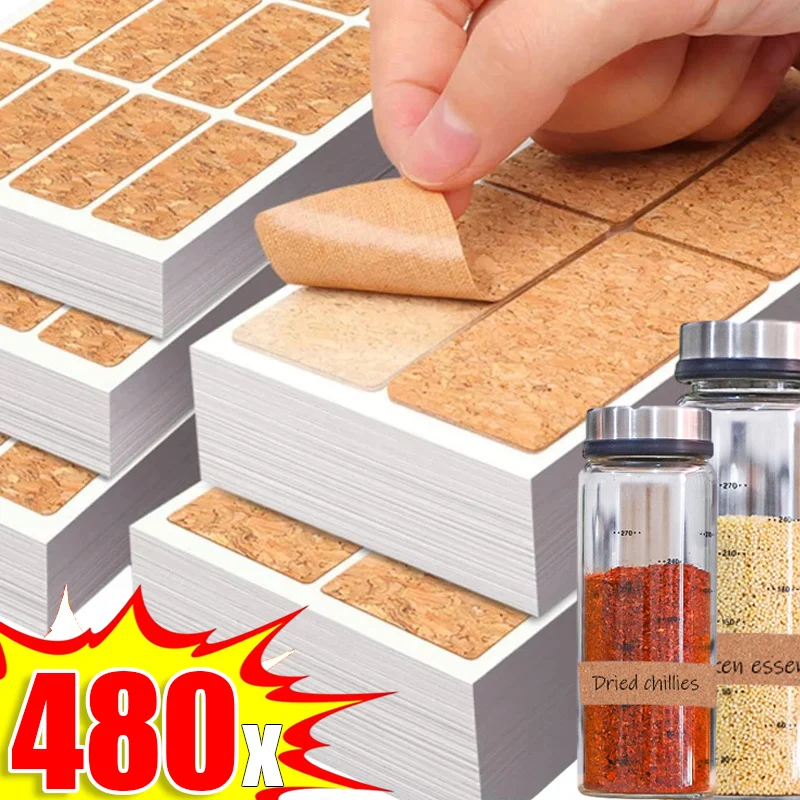 Self-adhesive Labels Stickers Craft Cork Waterproof Spice Bottle Jars DIY Tag Sticker Kitchen Sealing Label Set Office Supplies