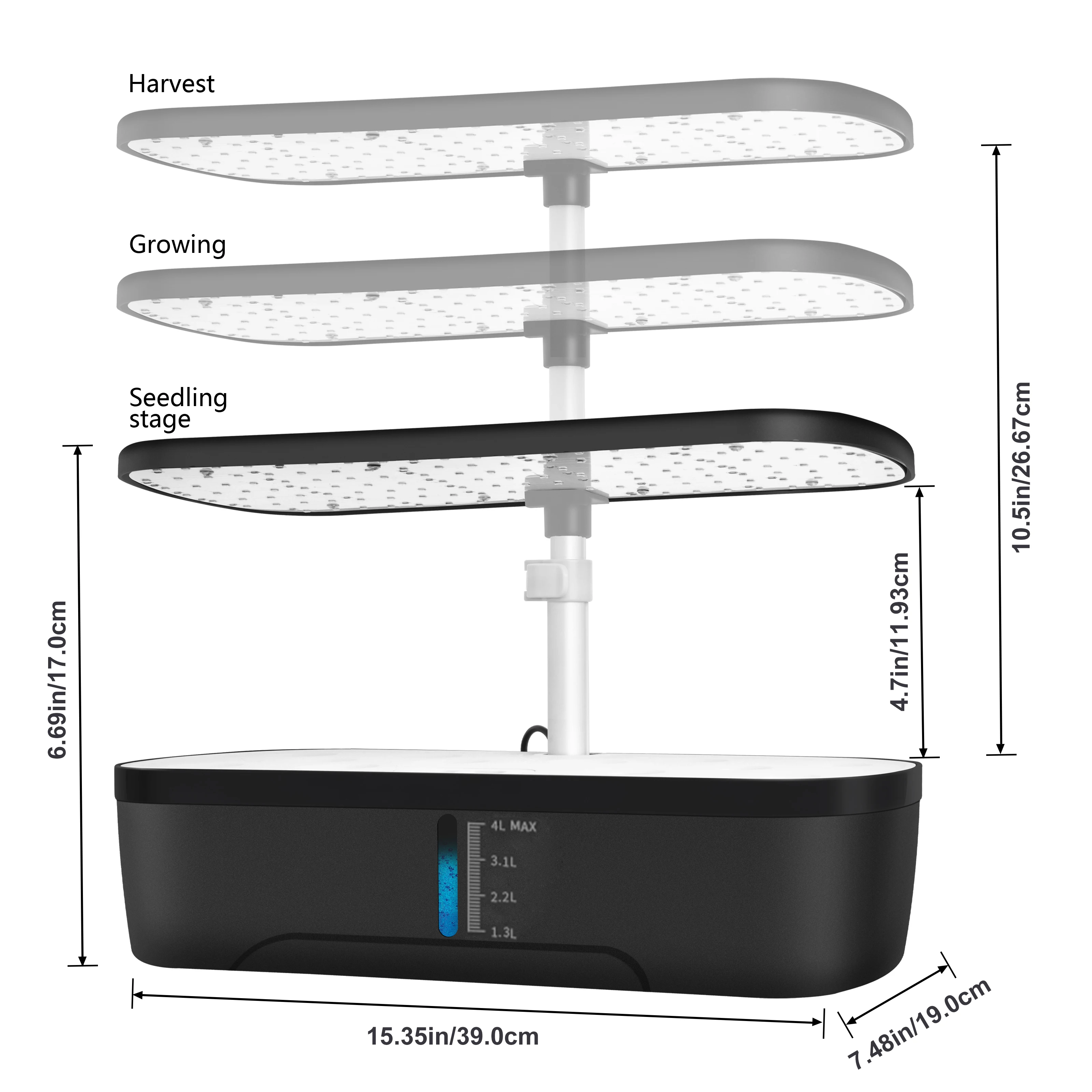 Imagem -02 - Hidroponia Indoor Growing System Kit Herb Garden Altura Ajustável com Temporizador Automático 20 w Led Grow Light 12 Pods