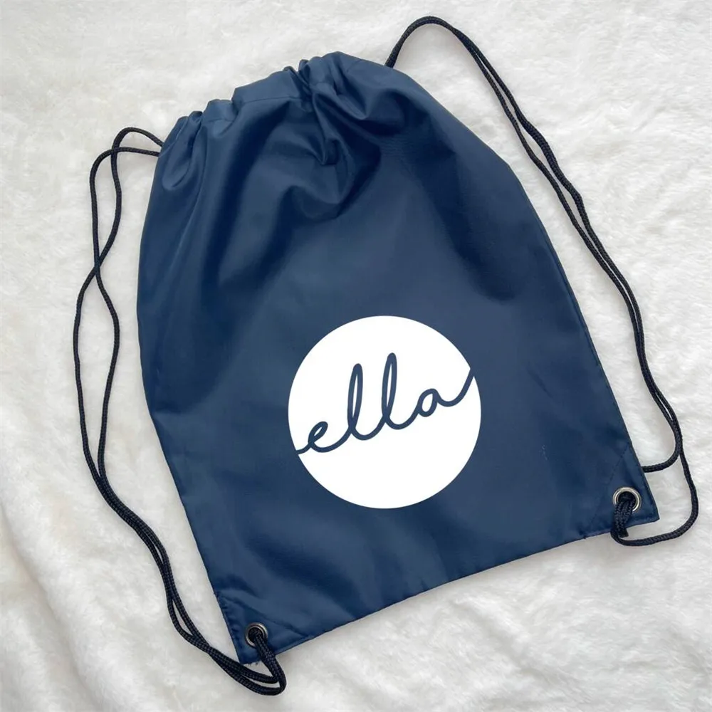 Kids Personalized PE Swimming Bag Circle Design Custom Name Sport Storage Bag Children's Birthday Gifts Bag