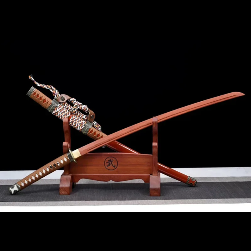 Samurai Blade with Sheathed Wooden Sword, Long Japanese Ikei Kendo