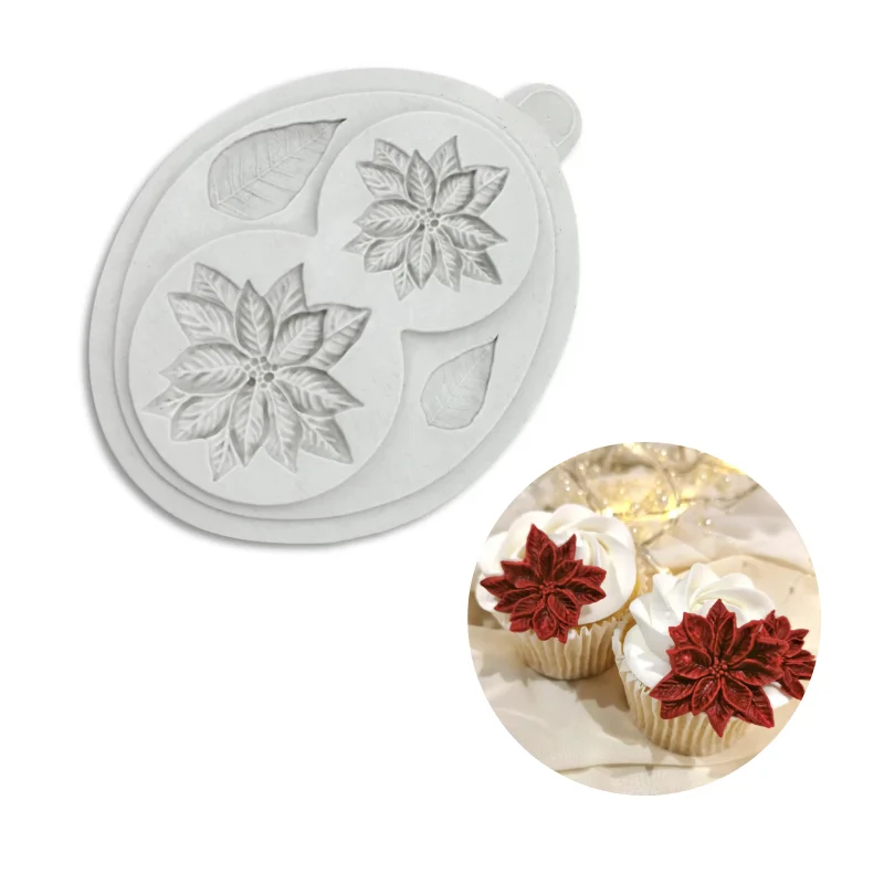 Flower Mould Small Christmas Leaf Mold Fondant Chocolate Silicone Mould Candy Cake Decorating Clay