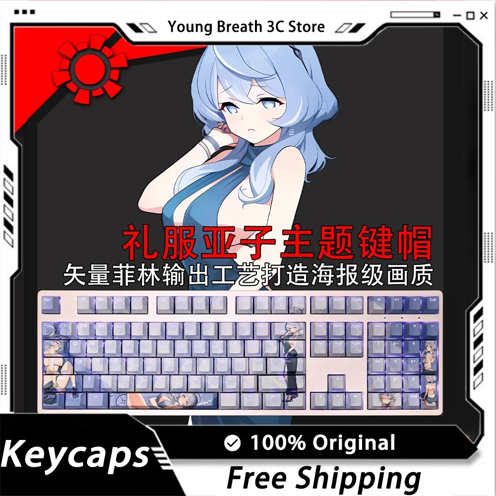 

Custom Hentai Blue Archive Mechanical keyboard kit Keycap Keycaps Cute Light Transmission Keycap Set PBT PC Gamer Accessories