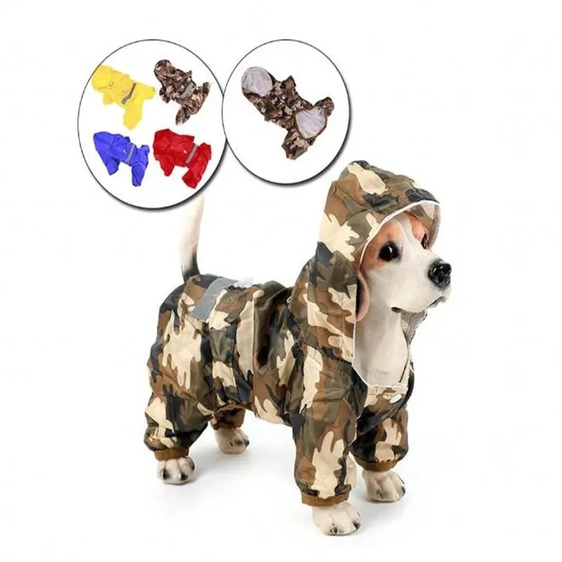 

Camouflage Pet Dog Raincoat Waterproof Jumpsuit Outdoor Chihuahua Yorkie Reflective Jacket Coat