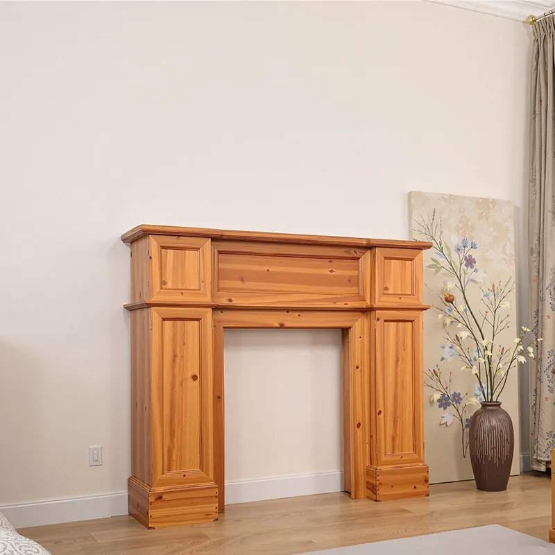 Fireplace decorative cabinet solid wood simulation retro homestay rack