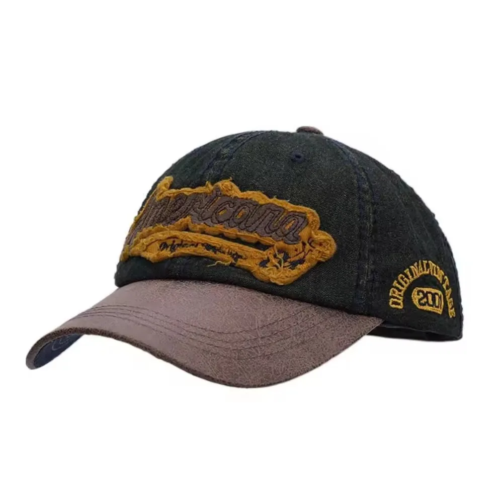 

Casual Splicing American Retro Baseball Caps Hip Hop Breathable Baseball Hat Washable Sun Visor Duck Tongue Cap