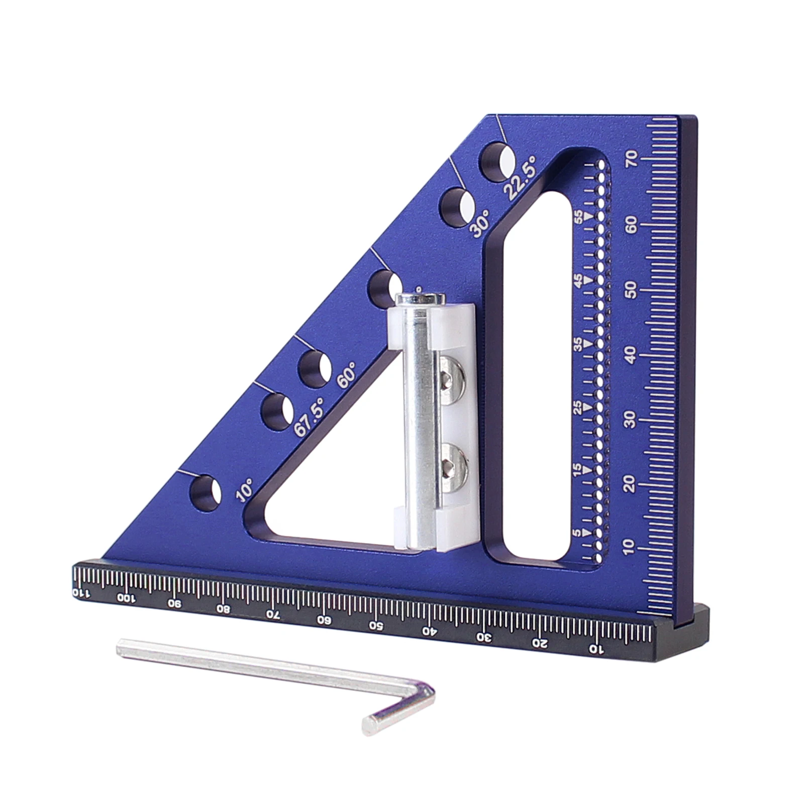 Régua de medição de alumínio multi ângulo Transferidor quadrado de carpintaria Régua de linha de desenho 3D Layout triangular 22,5-90 graus