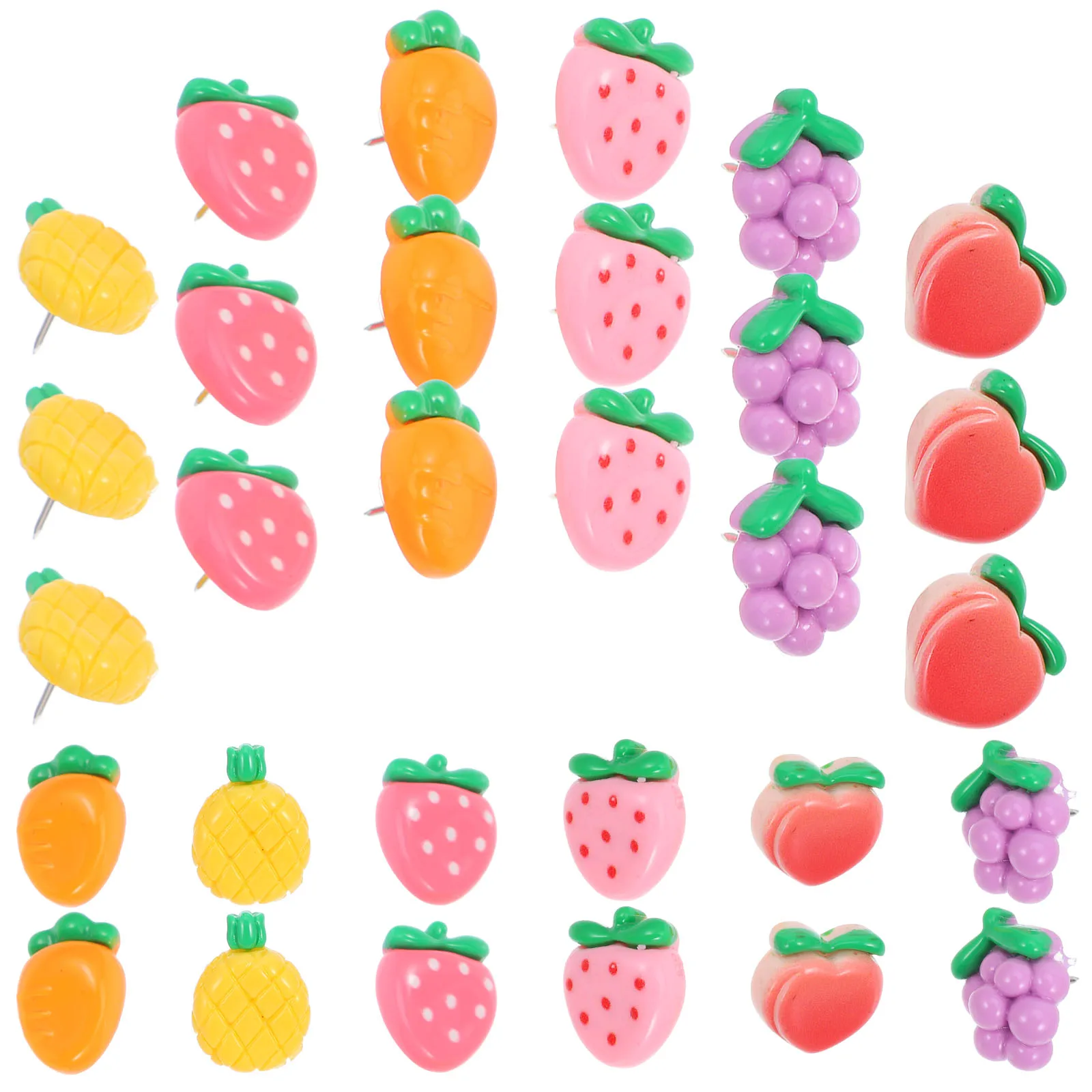 

30 Pcs Vegetable Fruit Push Pins Cute Thumbtacks for Bulletin Cork Board Office Supplies Decorative Resin Travel Accessories