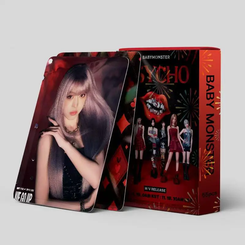 Neues Produkt 55 Stück BABYMONSTER kleine Karten kleine Monster-Sterne KPOP-Peripherie LOMO-Sammelkarten