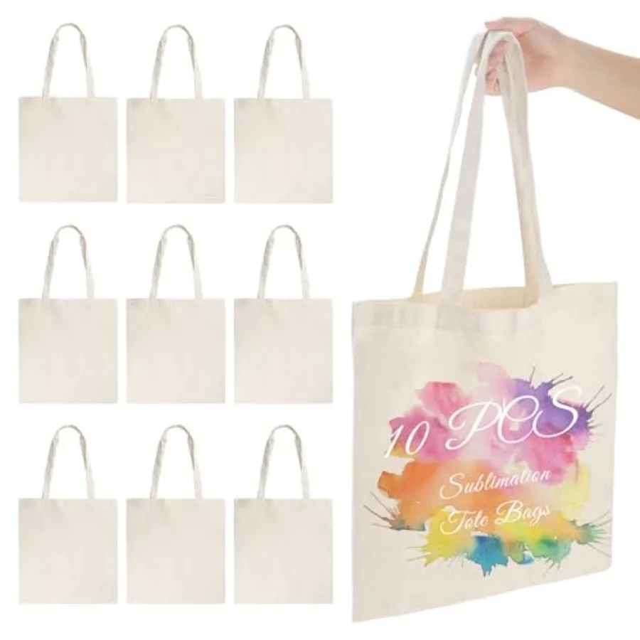 Sublimation Tote Bags Blanks large 15 x 16 in with Long Handle Reusable Grocery Polyester Bags For Sublimation Shopping DIY Dec