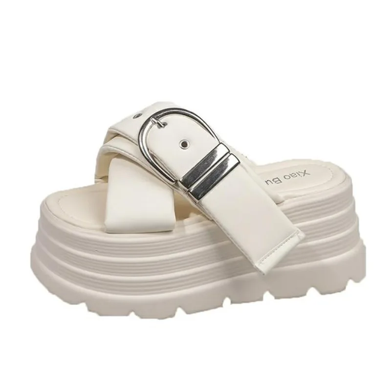 8CM Mode Schnalle Keil Sandalen Frauen Outdoor Casual Plattform Hausschuhe Frau Nicht-Slip Alias Mujer Vielseitig Zapatos Mujer