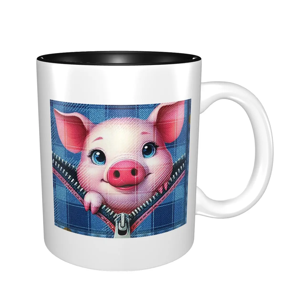 Denim Pig Sweet Pink Friend Between Seams Mug Funny Ceramic Coffee Cups Tea Mugs Milk Cup Drinkware Gifts for Friends