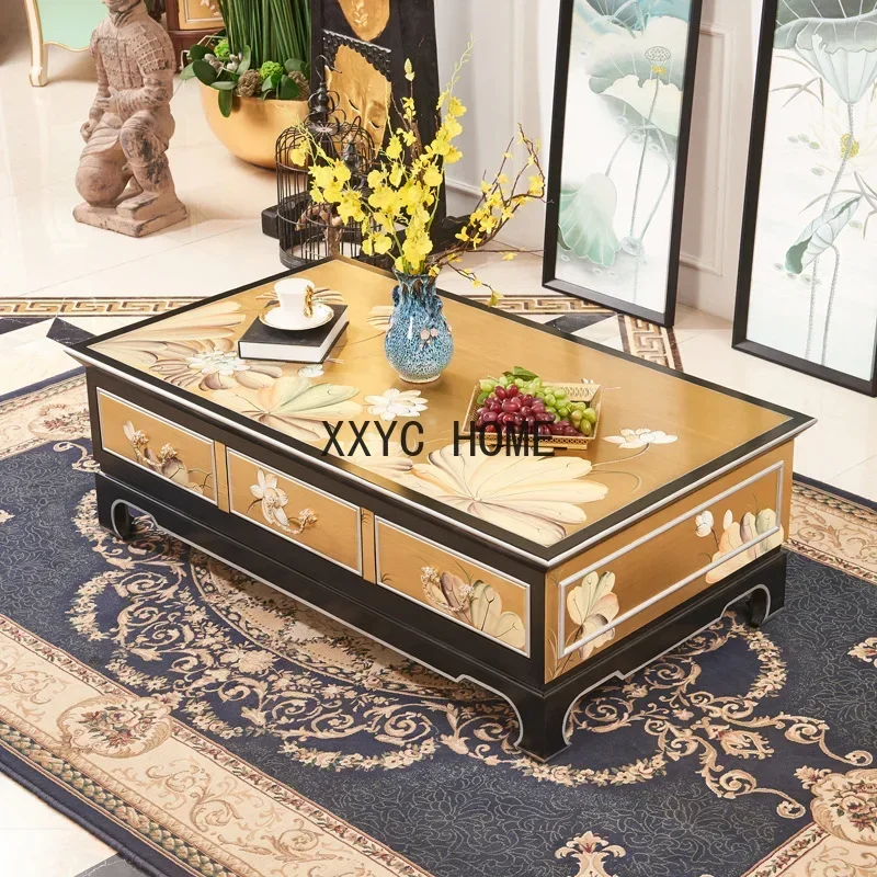 Living Room Villa Tea Table Matching Floor Cabinet TV Cabinet Suit