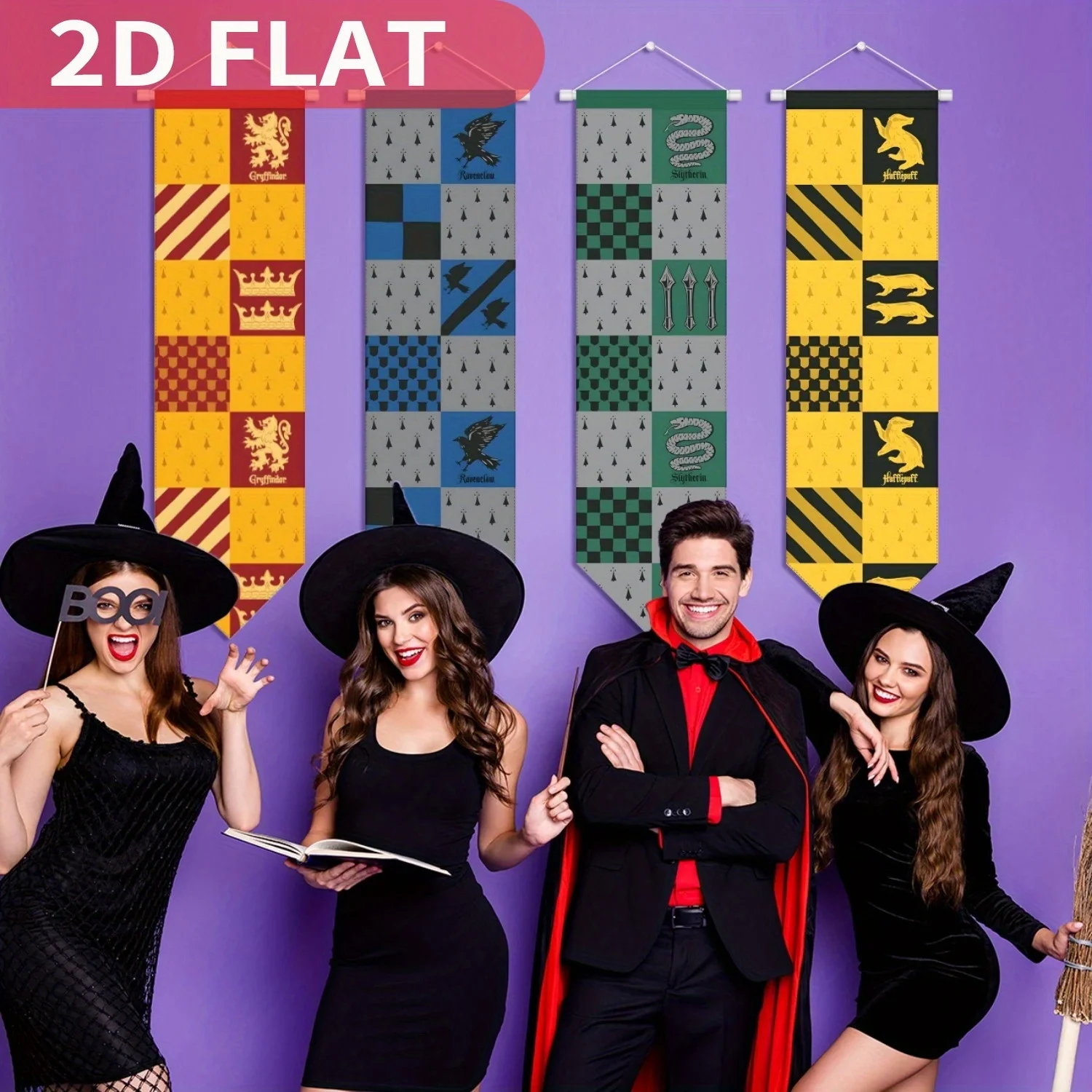 

4pcs Magic Academy Banner Flag Set 0.6X2.4FT, Birthday Party Supplies, Durable Polyester, Party Banners for Birthday Parties