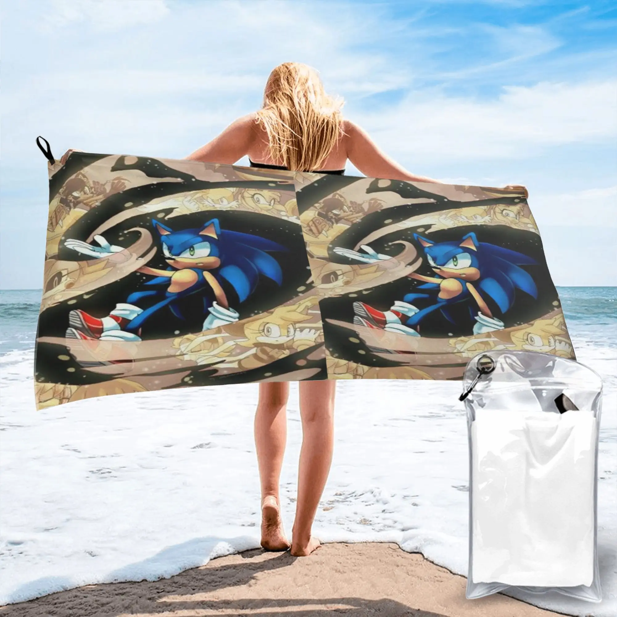 Shadow The Hedgehog Beach Towel Soft Microfiber Quick Dry Absorbent Quick Towels For Pool