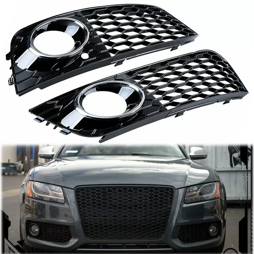 

Front Bumper Grille Cover Car Styling Honeycomb Mesh Fog Light Grill 8KD807682 8KD807681 For Audi A4 B8 2009 2010 2011 2012